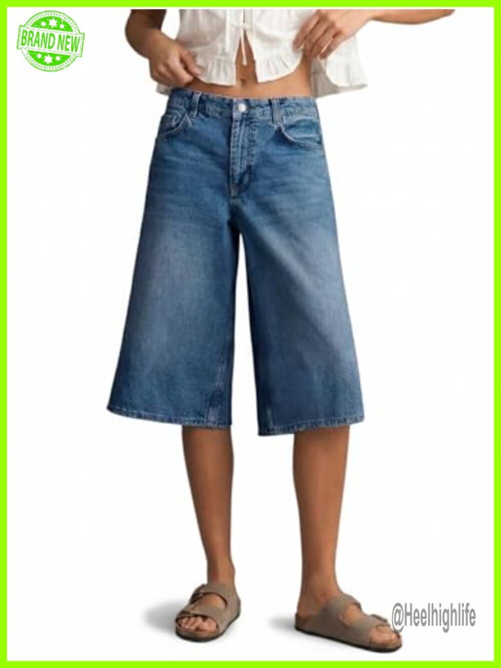Women's Baggy Bermuda Jean Shorts Wide Leg High Waist Denim Jorts